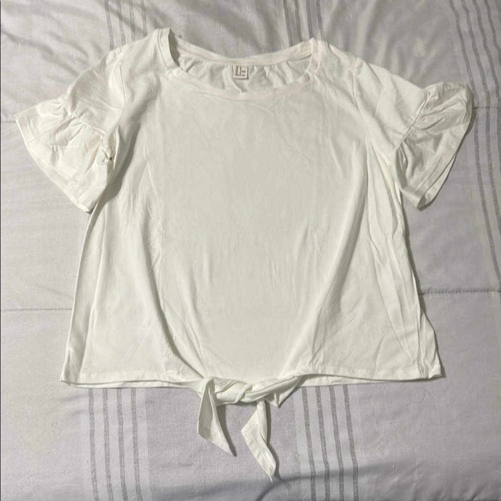 Elegant White Tie-Front Top